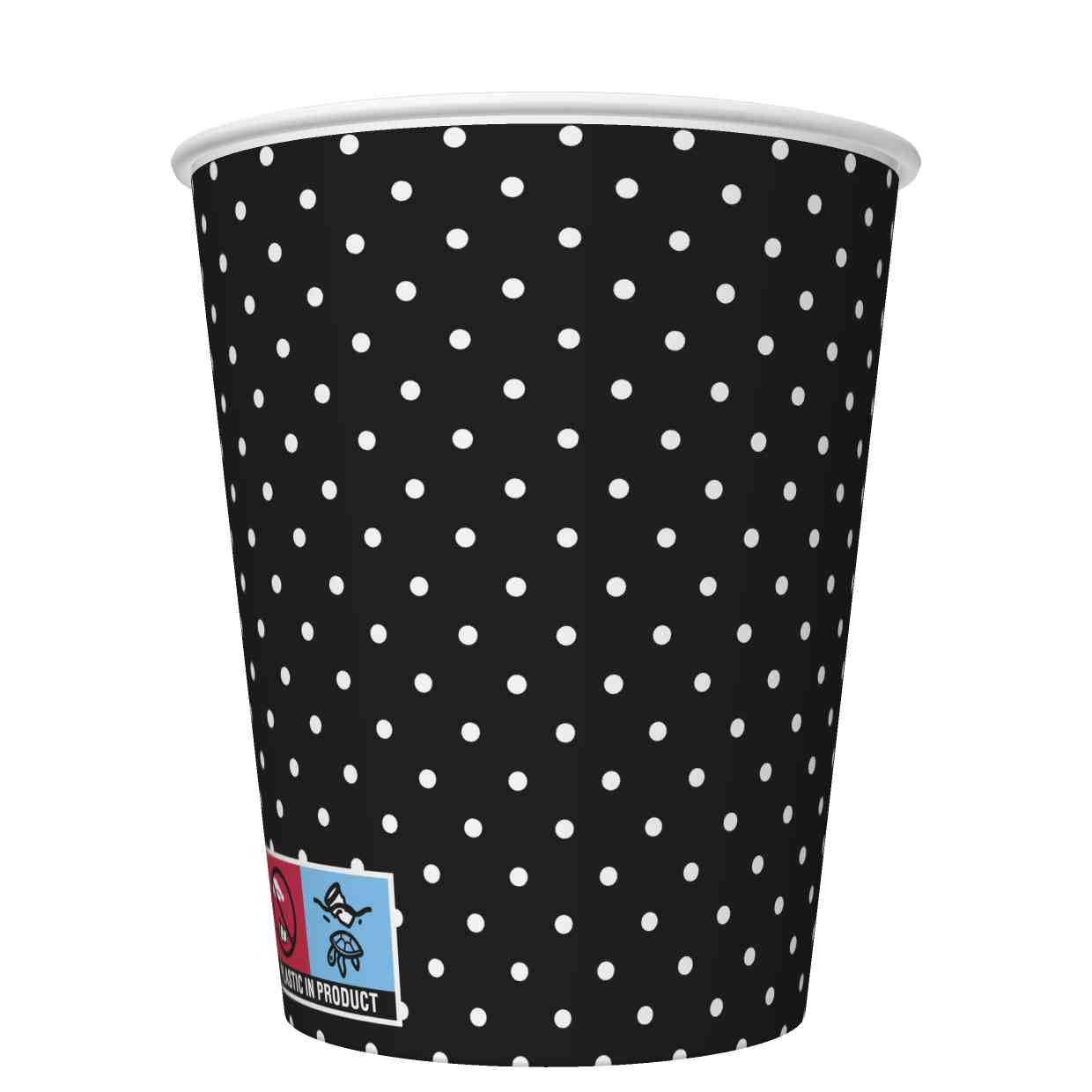 Kubki papierowe SUP White Dots on Black zestaw 8 sztuk. - 250 ml O 8 x 9,1 230 [g/m2] | biuroweokazje.pl | Odbierz szybko!