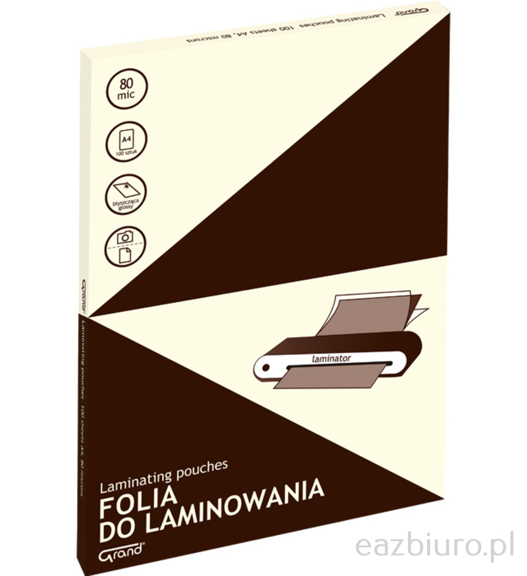 Folia do laminowania Grand A4 80 mic zestaw 100 arkuszy | biuroweokazje.pl | Wybierz mądrze!