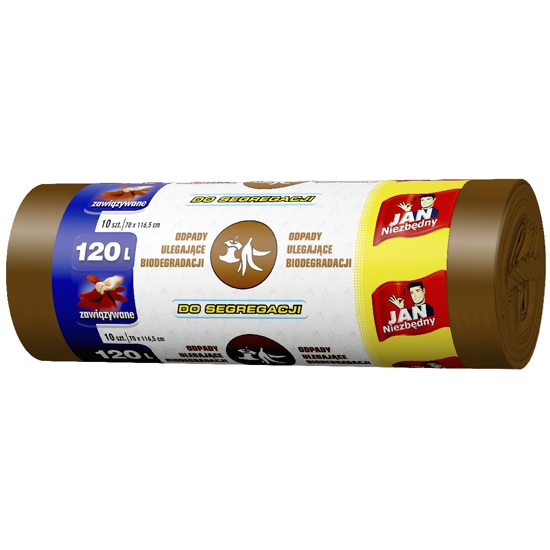 Worki na śmieci - bio, easy-pack brązowe Jan Niezbędny 120 l zestaw 10 sztuk. | biuroweokazje.pl | Kup teraz!