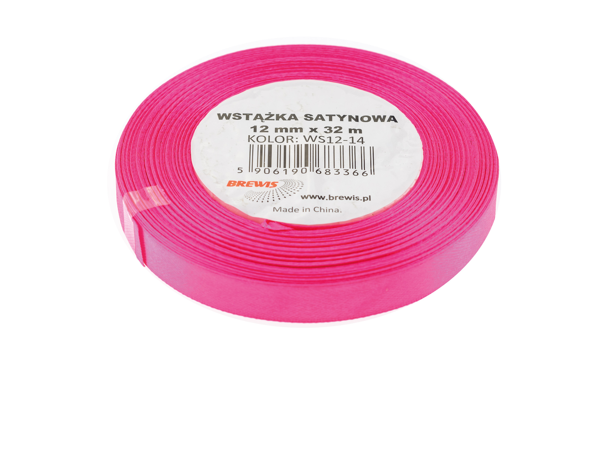 Wstążka Brewis satynowa 12 mm 32 m różowy fluo | biuroweokazje.pl | Zamów rozsądnie!