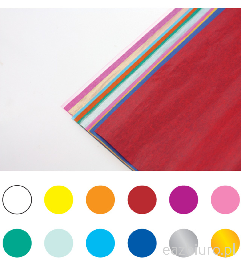 Bibuła gładka zestaw 12 kolorów 5 sztuk | biuroweokazje.pl | Przekonaj się sam