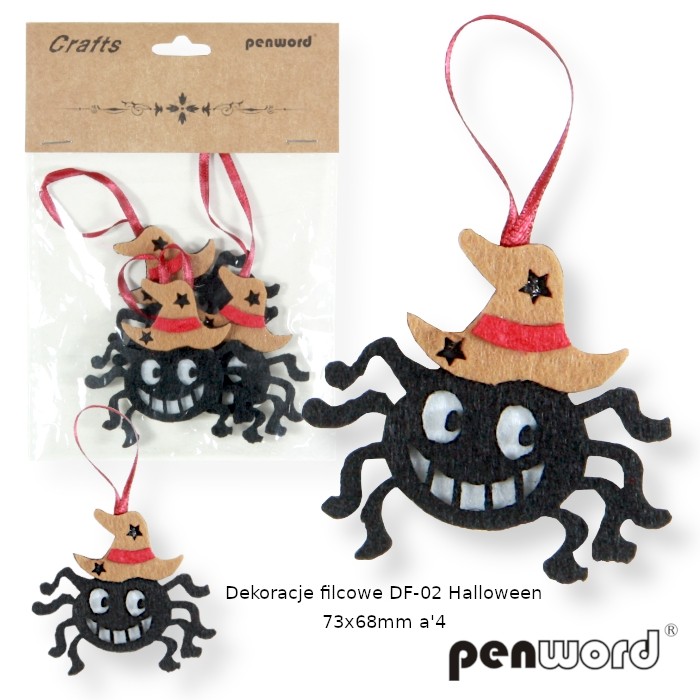 Dekoracje filcowe pająki halloween 73x68mm | biuroweokazje.pl | Poznaj nową jakość