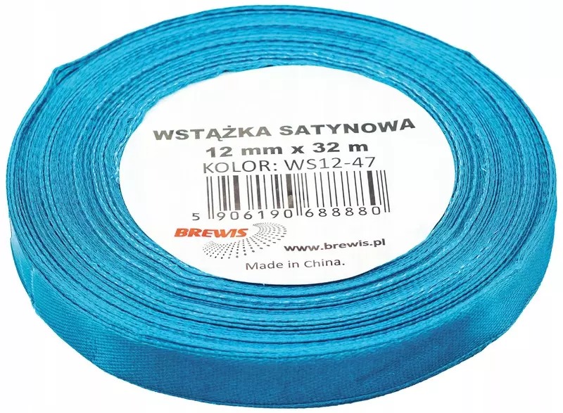 Wstążka Brewis satynowa 12 mm 32 m turkusowy | biuroweokazje.pl | Kup online!
