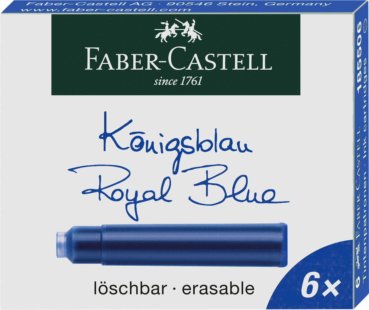 Naboje atramentowe krótkie niebieskie zestaw 6 sztuk kartonik Faber-Castell | biuroweokazje.pl | Kup pewnie!