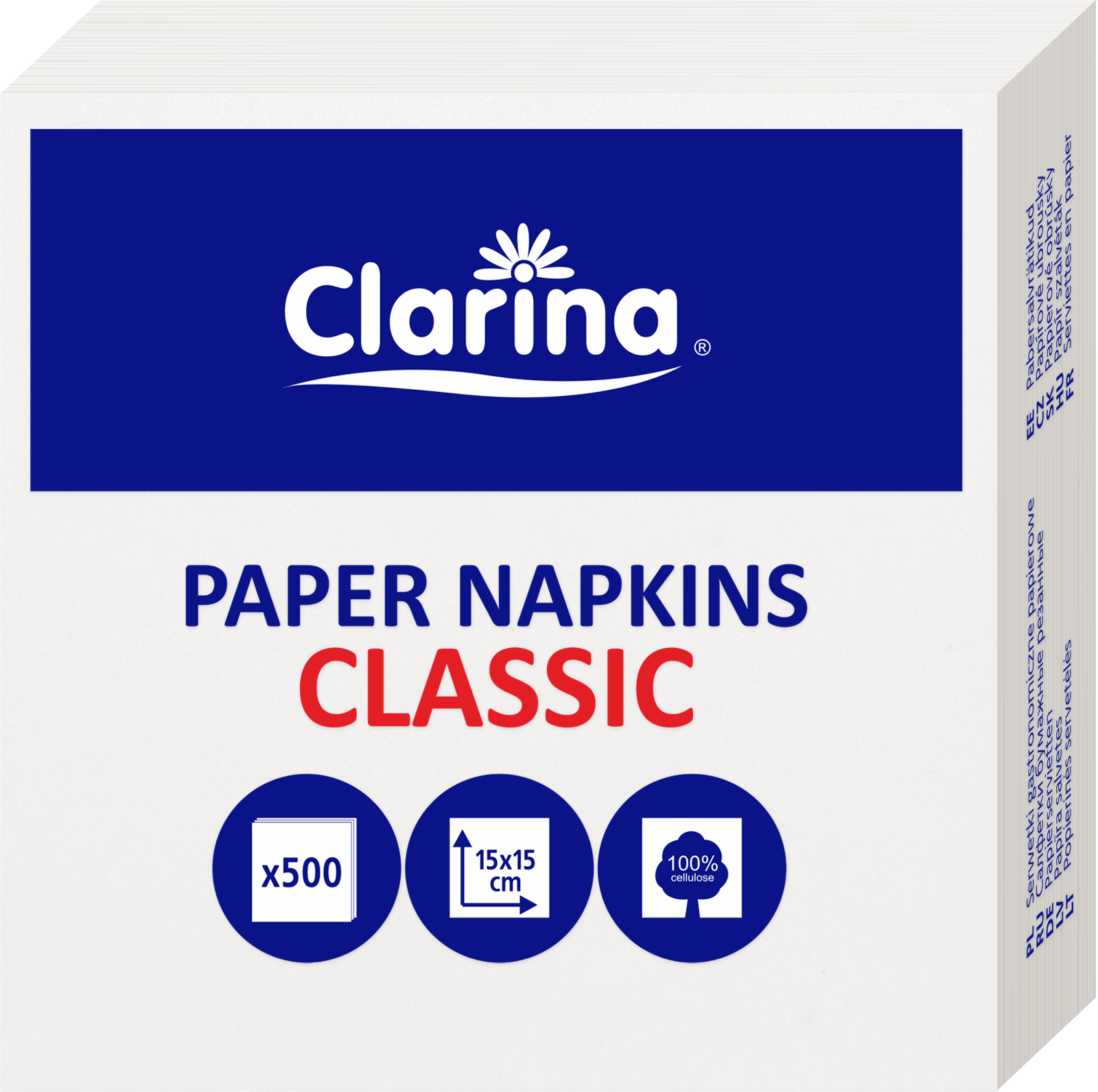 Serwetki gastronomiczne cięte Clarina 1-warstwowe 15 x 15 zestaw 500 sztuk. | biuroweokazje.pl | Kup taniej!