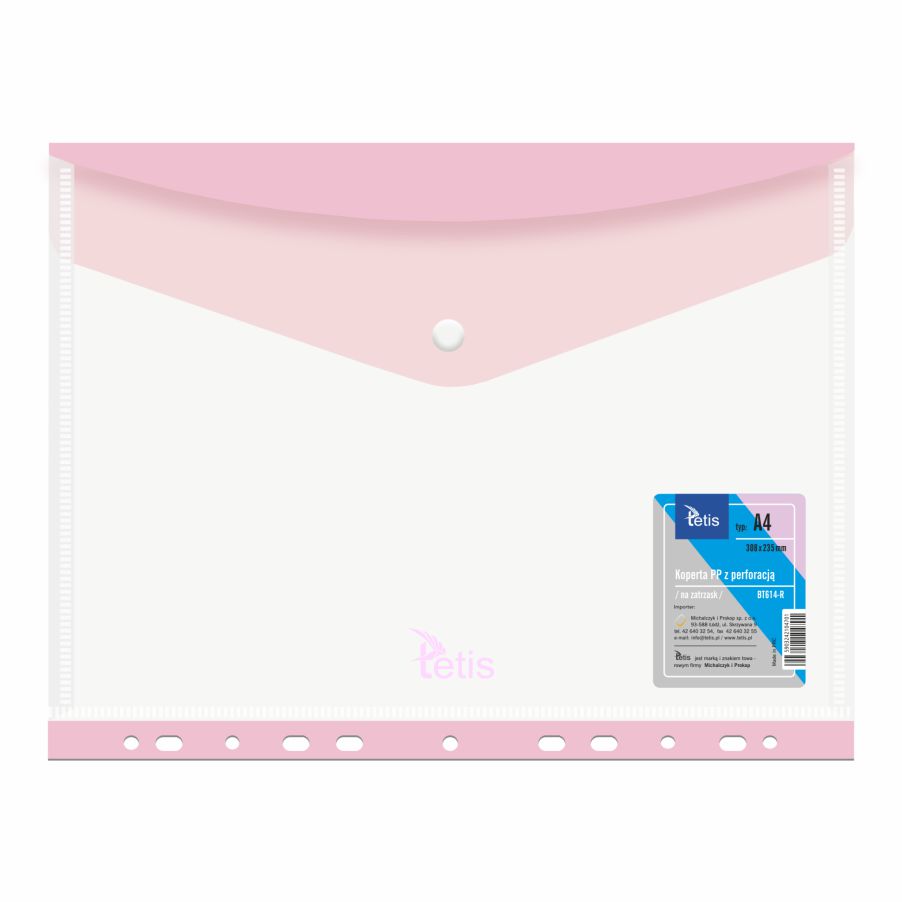 Koperta PP A4 z perforacją Tetis BT614 różowa | biuroweokazje.pl | Kup w sekundę!