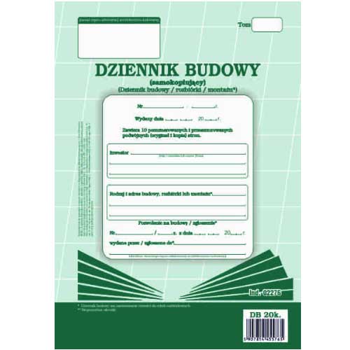 Druk dziennik budowy A4 20 kartek samokopiujący | biuroweokazje.pl | Zamów taniej!