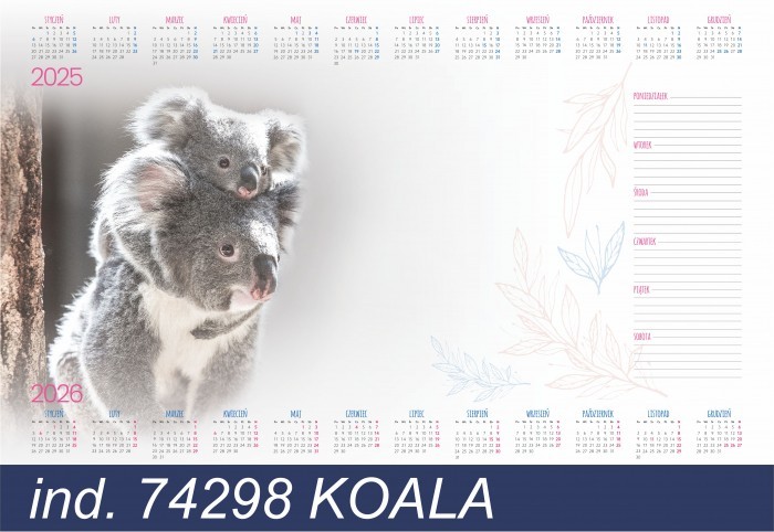 Biuwar z listwą 30 kartkowy Koala Typograf | biuroweokazje.pl | Zyskaj więcej już dziś