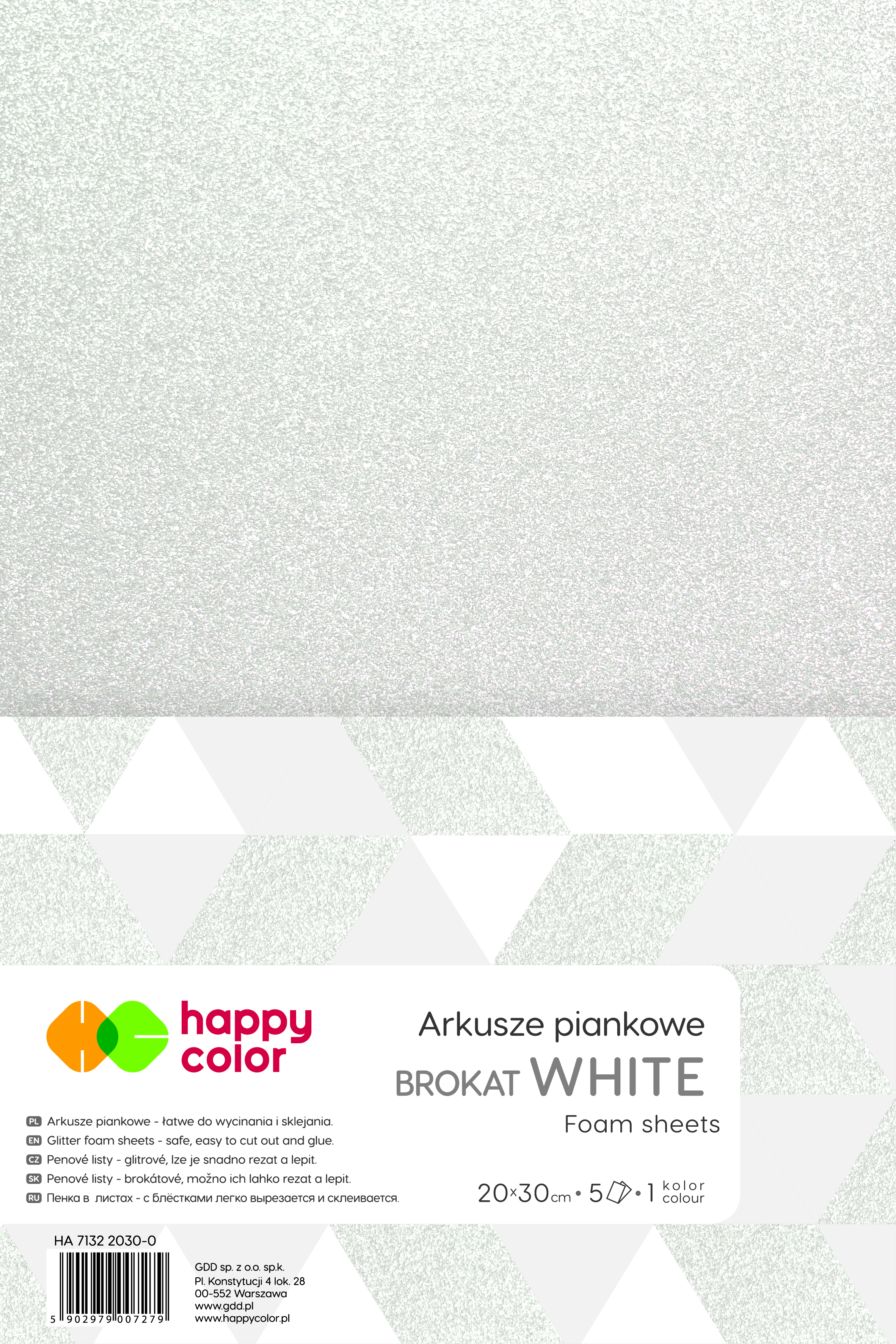 Arkusze piankowe A4, 5 ark ,brokat białe happy | biuroweokazje.pl | Zamów i przekonaj się