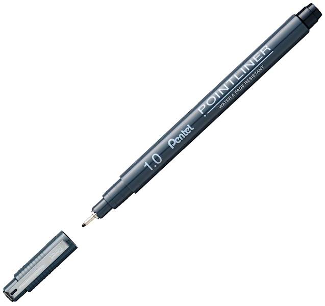 Cienkopis kalibrowany Pentel pointliner 1,0 mm czarny | biuroweokazje.pl | Kup w promocji!