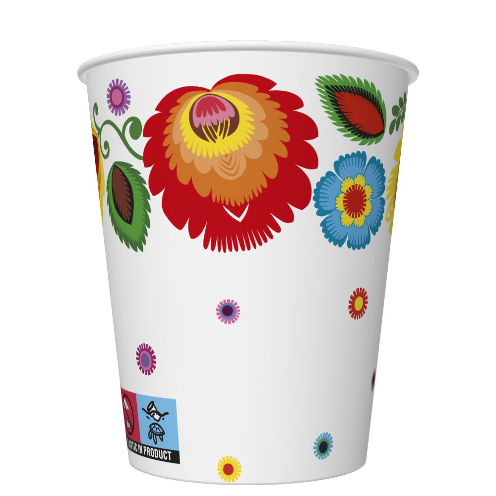 Kubki papierowe SUP Łowicz Colourful Cutout zestaw 8 sztuk. - 250 ml O 8 x 9,1 230 [g/m2] | biuroweokazje.pl | Zamów wygodnie!