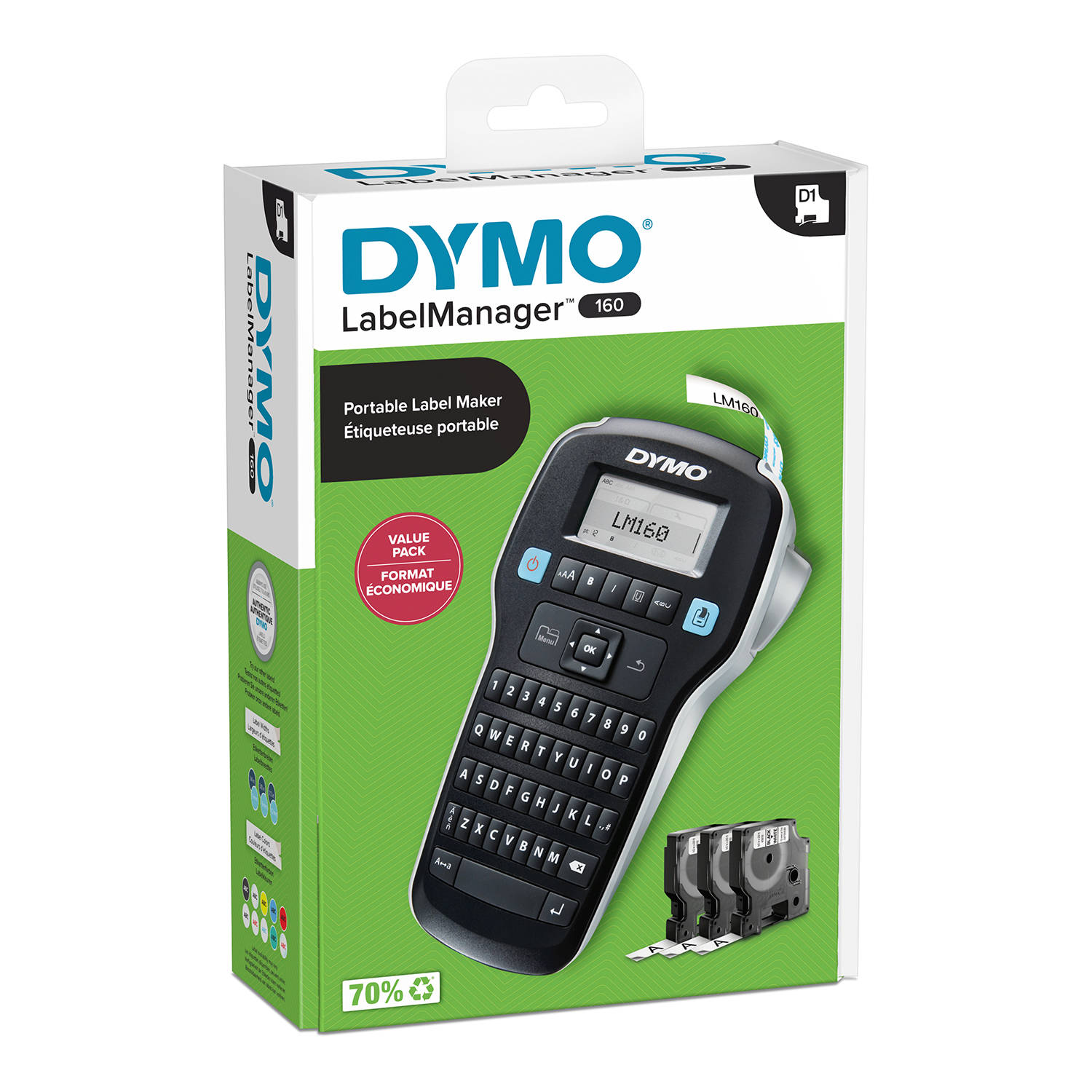 Drukarka Dymo Label Manager 160 + 3 taśmy D1 | biuroweokazje.pl | Zamów taniej!