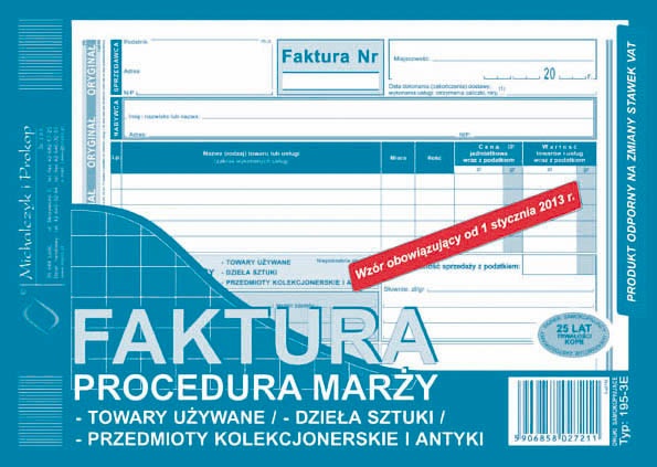 Druk faktura A5 pr Ocedura marży towary używane | biuroweokazje.pl | Zamów szybko!