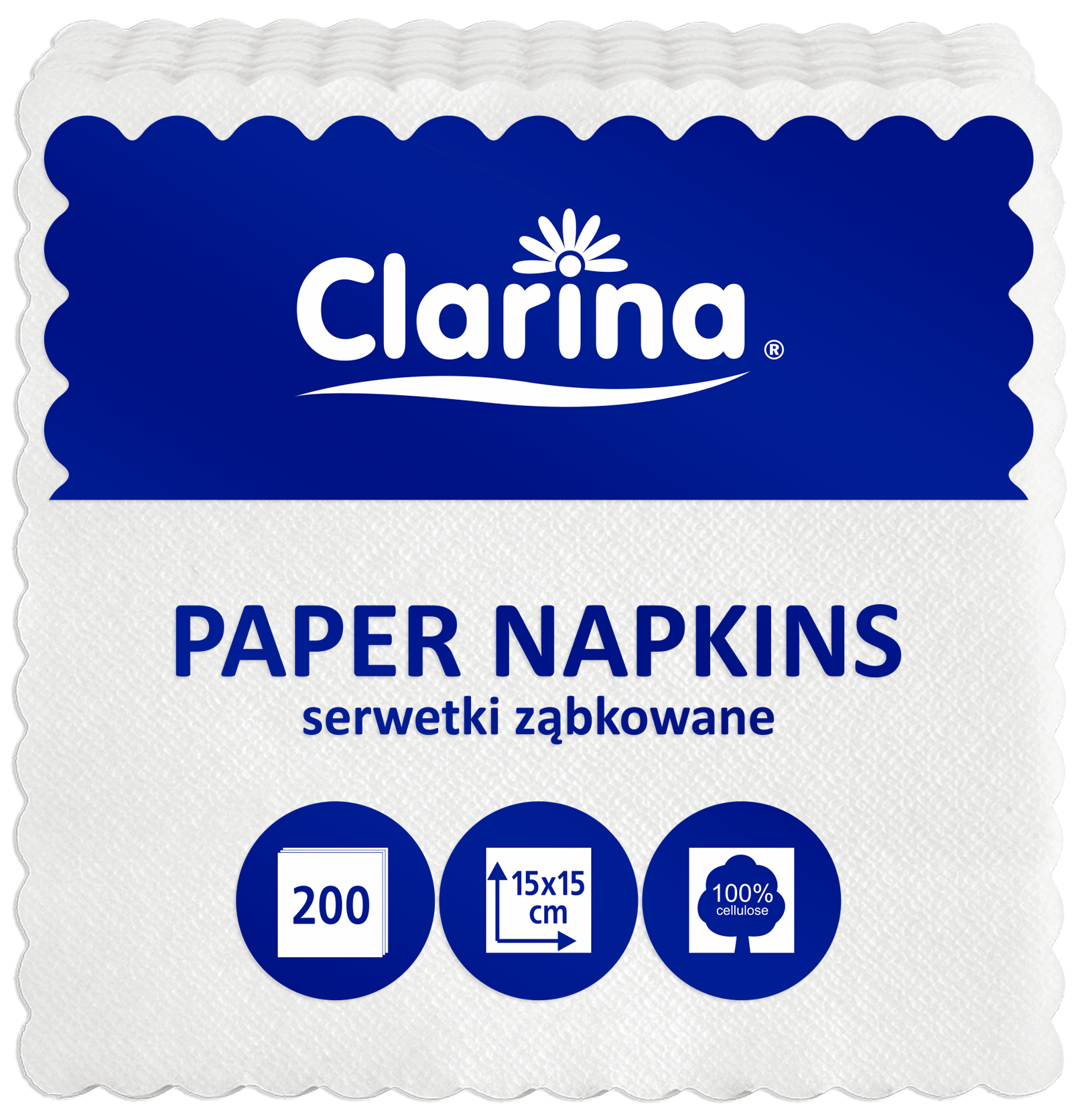 Serwetki gastronomiczne ząbkowane tłoczone 1w, Clarina 1w, białe, 15 200 | biuroweokazje.pl | Zyskaj więcej!