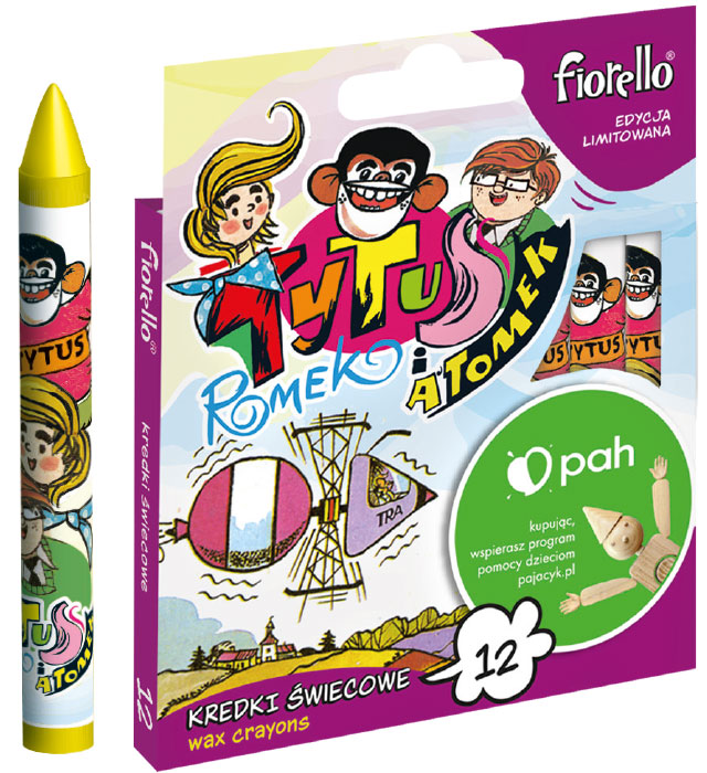 Kredki świecowe Fiorello 12 kolorów Tytus Romek i A'Tomek | biuroweokazje.pl | Wybierz hit!