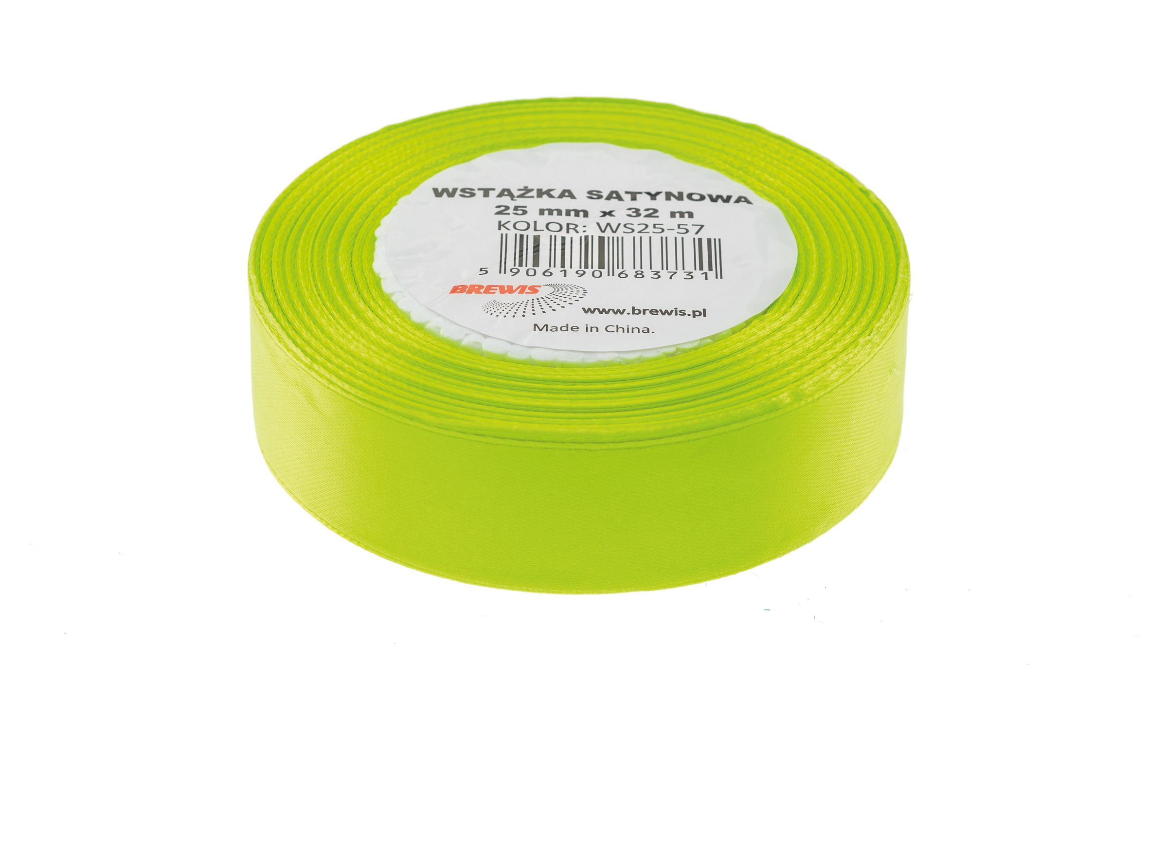Wstążka Brewis satynowa 25 mm 32 m zielony neon | biuroweokazje.pl | Zamów bezpiecznie!