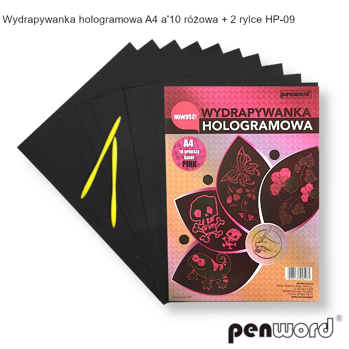 Wydrapywanka hologramowa A4 a'10 rózowa +2rylce HP-09 | biuroweokazje.pl | Weź najlepsze!