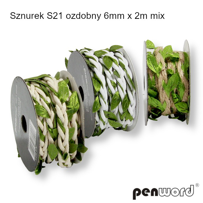 Sznurek s21 ozdobny 6 mm x 2 m mix | biuroweokazje.pl | Weź okazję!