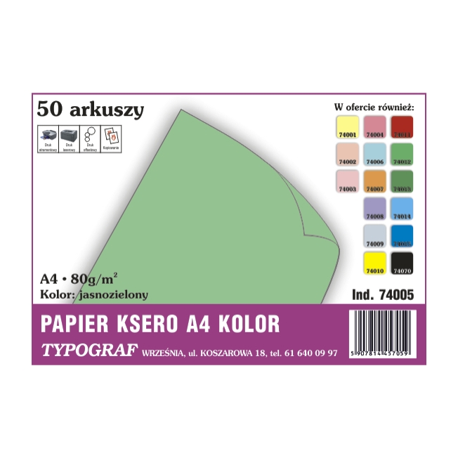 Papier ksero A4 jasnozielony 80 g/50ark | biuroweokazje.pl | Zamów od ręki!