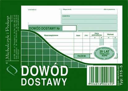 Druk dowód dostawy A6 poziomy M&P | biuroweokazje.pl | Zamów szybko!