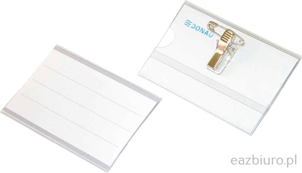 Identyfikator klasyczny Donau z klipsem i agrafką | biuroweokazje.pl | Wybierz i kup!