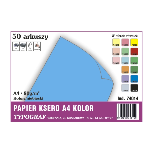 Papier ksero A4 niebieski 80 g/50ark | biuroweokazje.pl | Kup z rabatem!