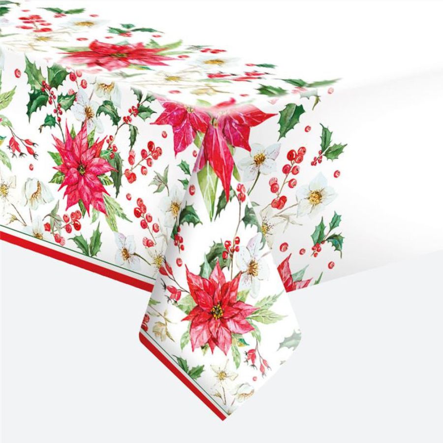 Obrus papierowy Gwiazda Betlejemska Poinsettia zestaw 1 sztuk. 120 x 180 48 [g/m2] POLMAK | biuroweokazje.pl | Nie przegap!