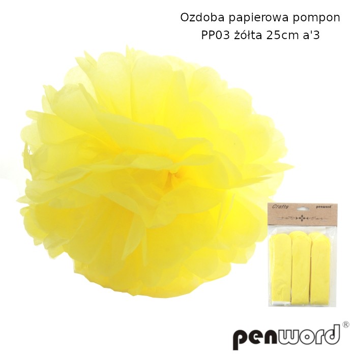 Ozdoba papierowa pompon pp03 żółta 25 cm a'3 | biuroweokazje.pl | Zamów teraz!