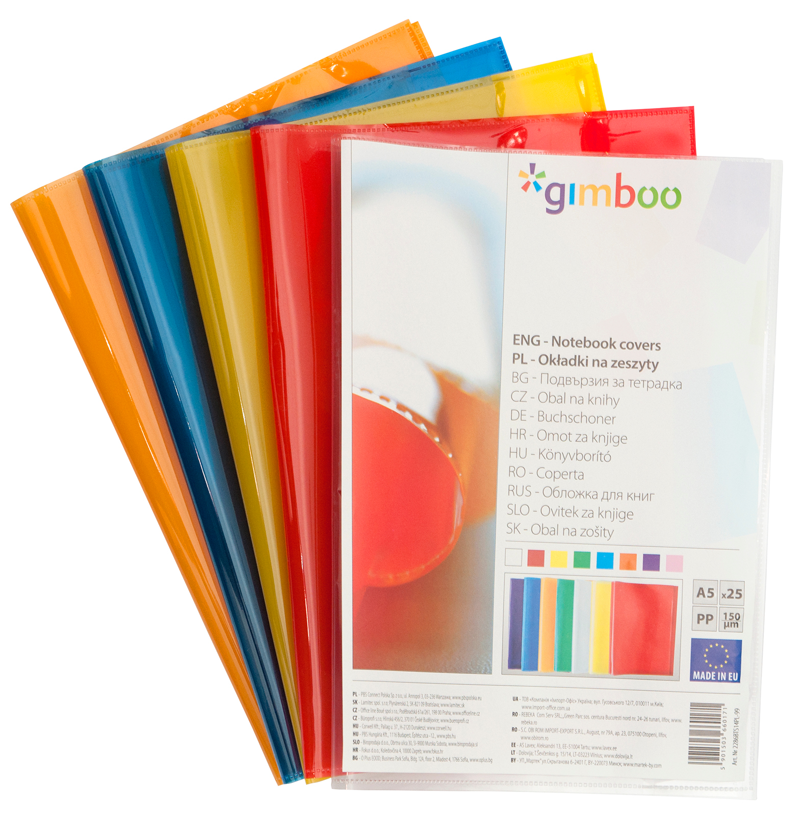 Okładka na zeszyt Gimboo, krystaliczna, A5, 150mikr., mix kolorów | biuroweokazje.pl | Kup w sekundę!