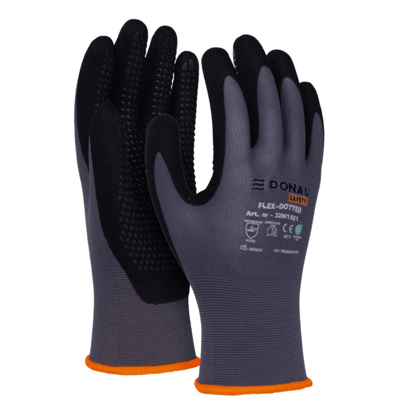 Rękawice Donau Safety Flex Dotted rozmiar 7 szare | biuroweokazje.pl | Zamów korzystnie!