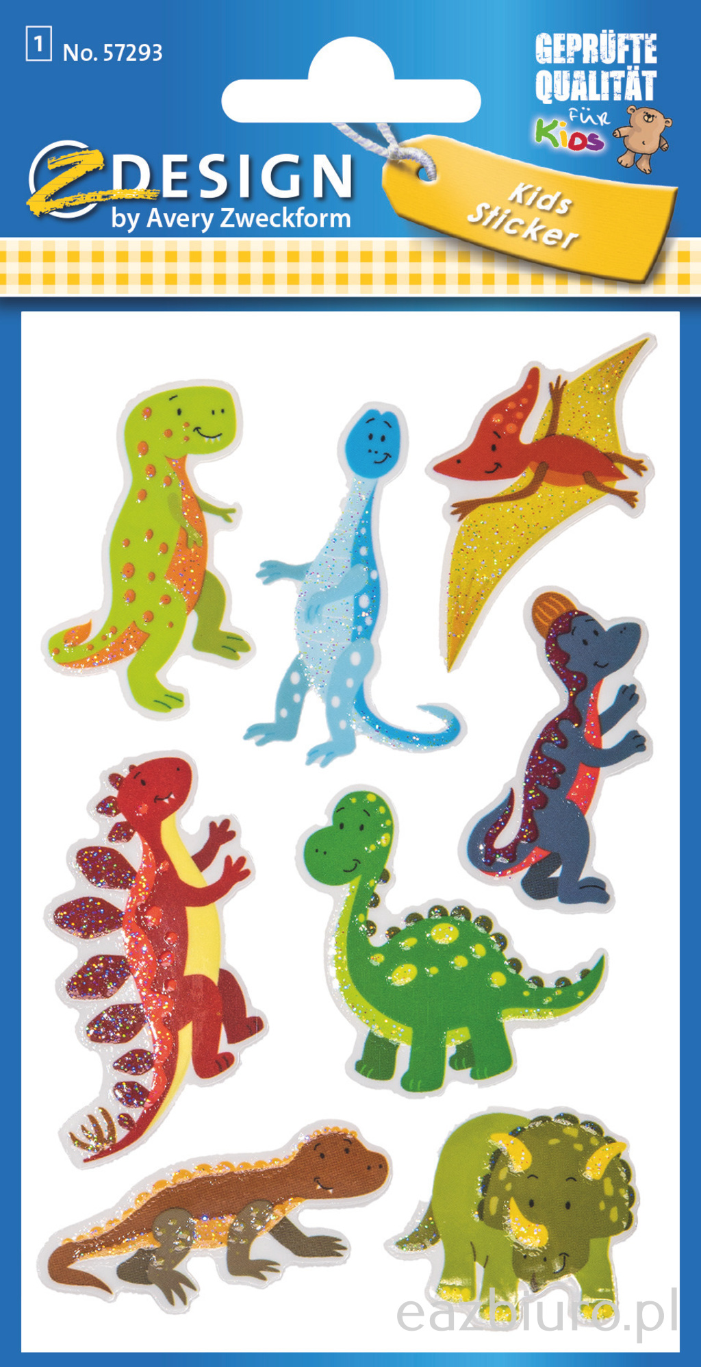 Brokatowe naklejki - dinozaury avery z-design | biuroweokazje.pl | Sprawdź co przygotowaliśmy