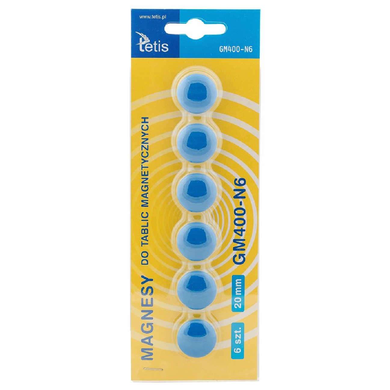 Magnesy Tetis gładkie niebieskie 20 mm zestaw 6 sztuk | biuroweokazje.pl | Zamów błyskawicznie!