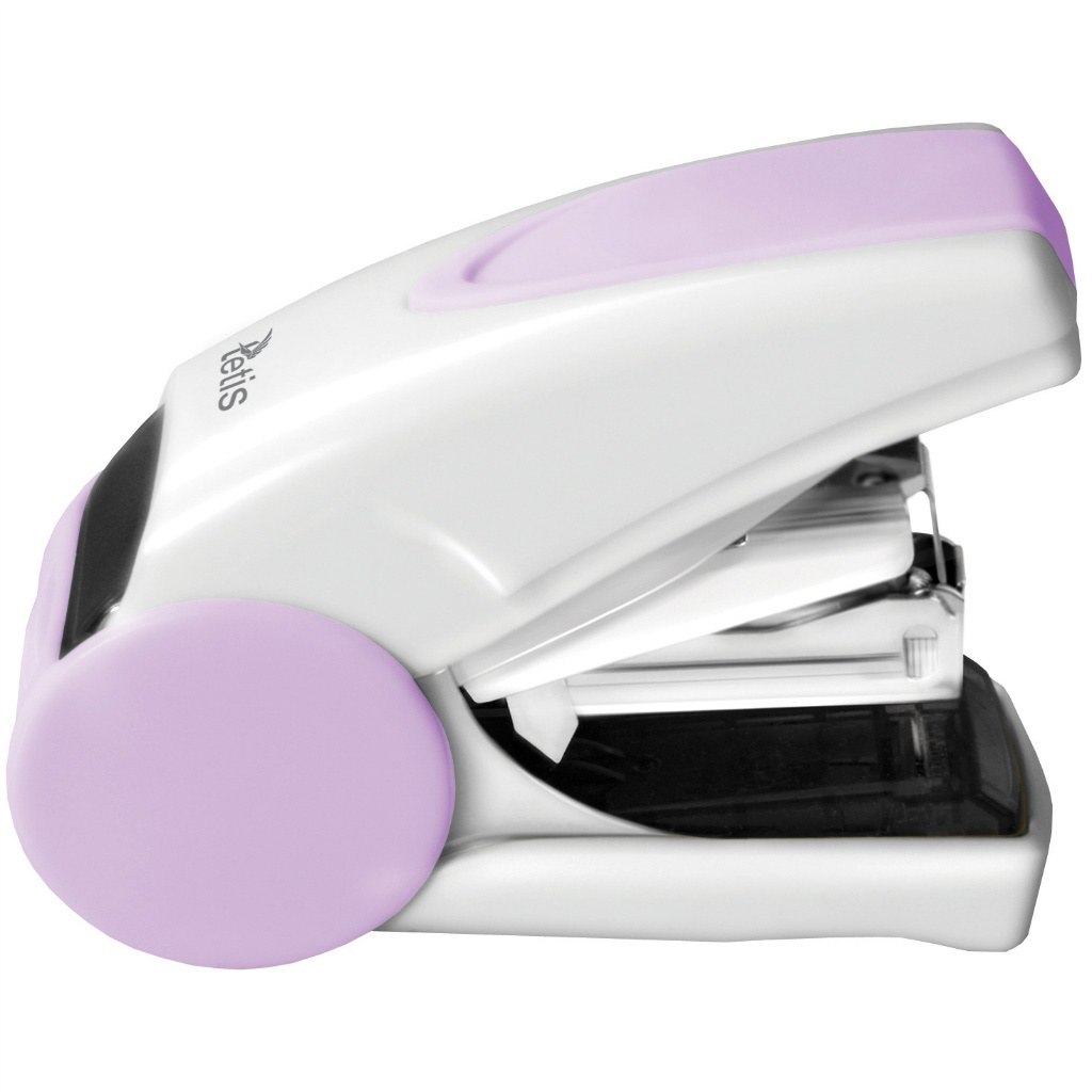 Mini zszywacz Tetis gv080 biało-fioletowy | biuroweokazje.pl | Wybierz hit!