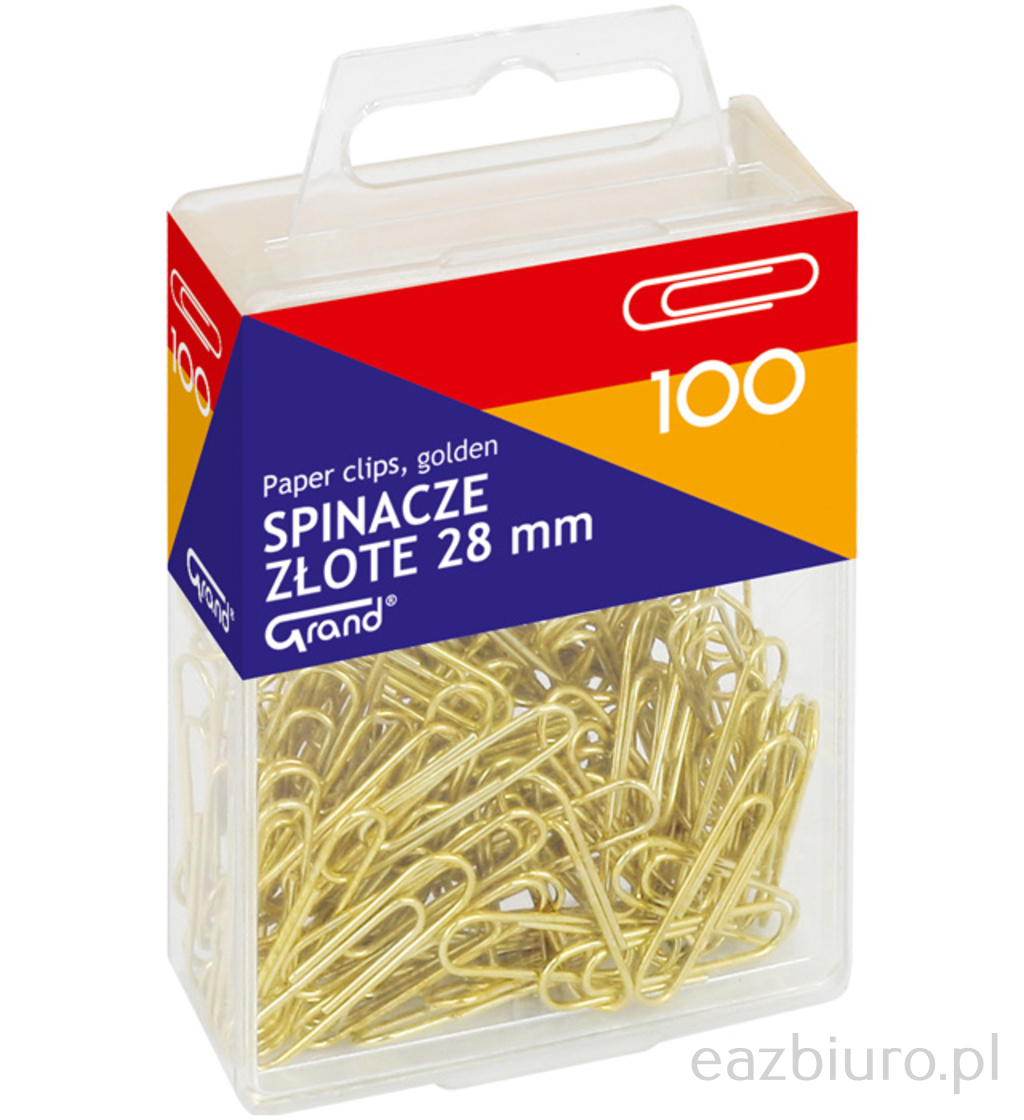 Spinacze 28 mm Grand złote zestaw 100 sztuk | biuroweokazje.pl | Zamów online!